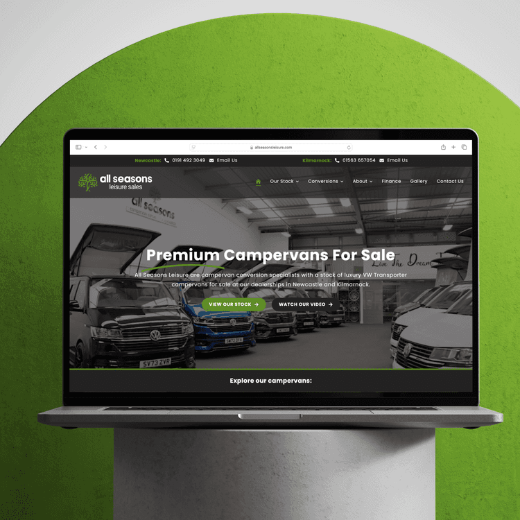 All Seasons Leisure mockup on laptop