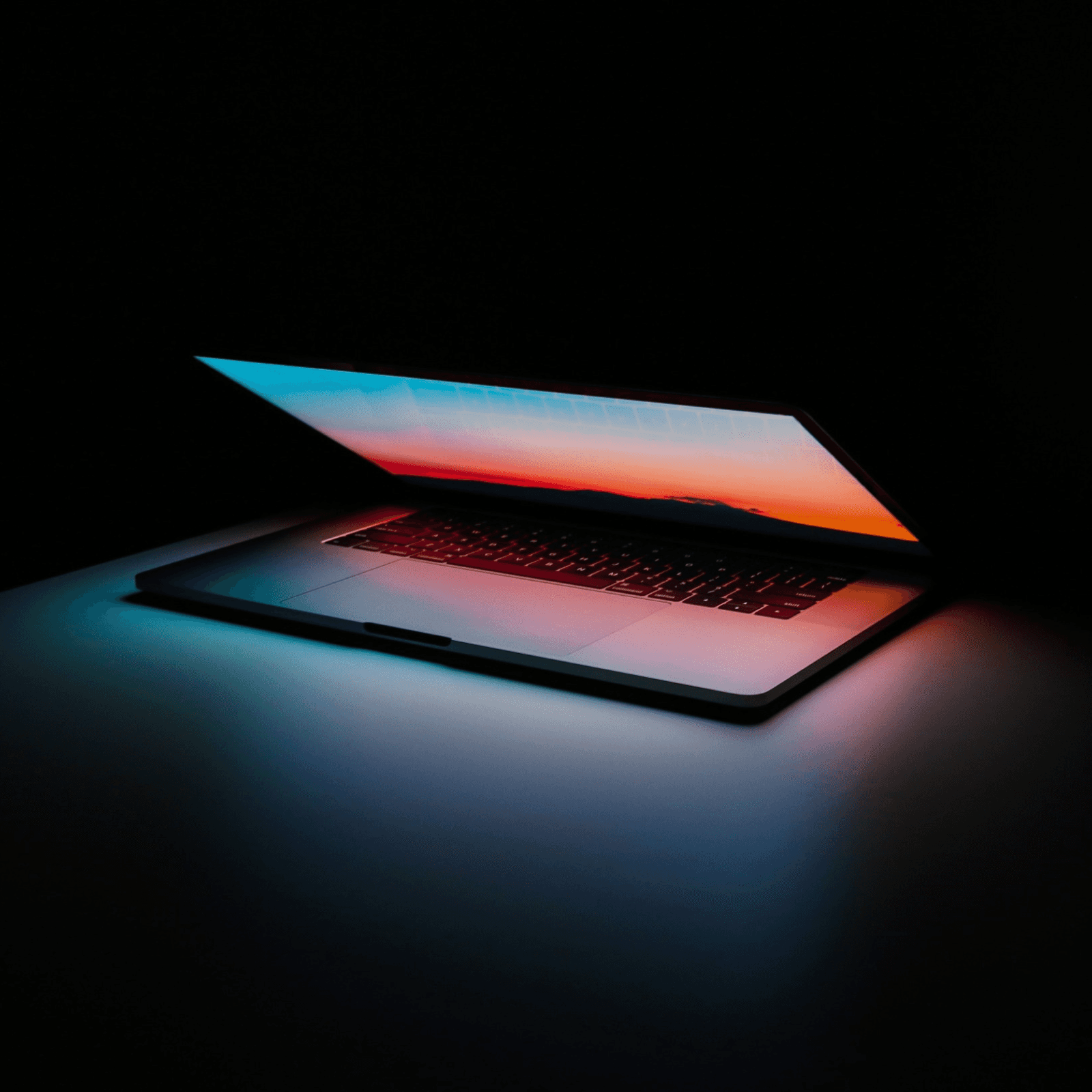Laptop with subtle glow from it