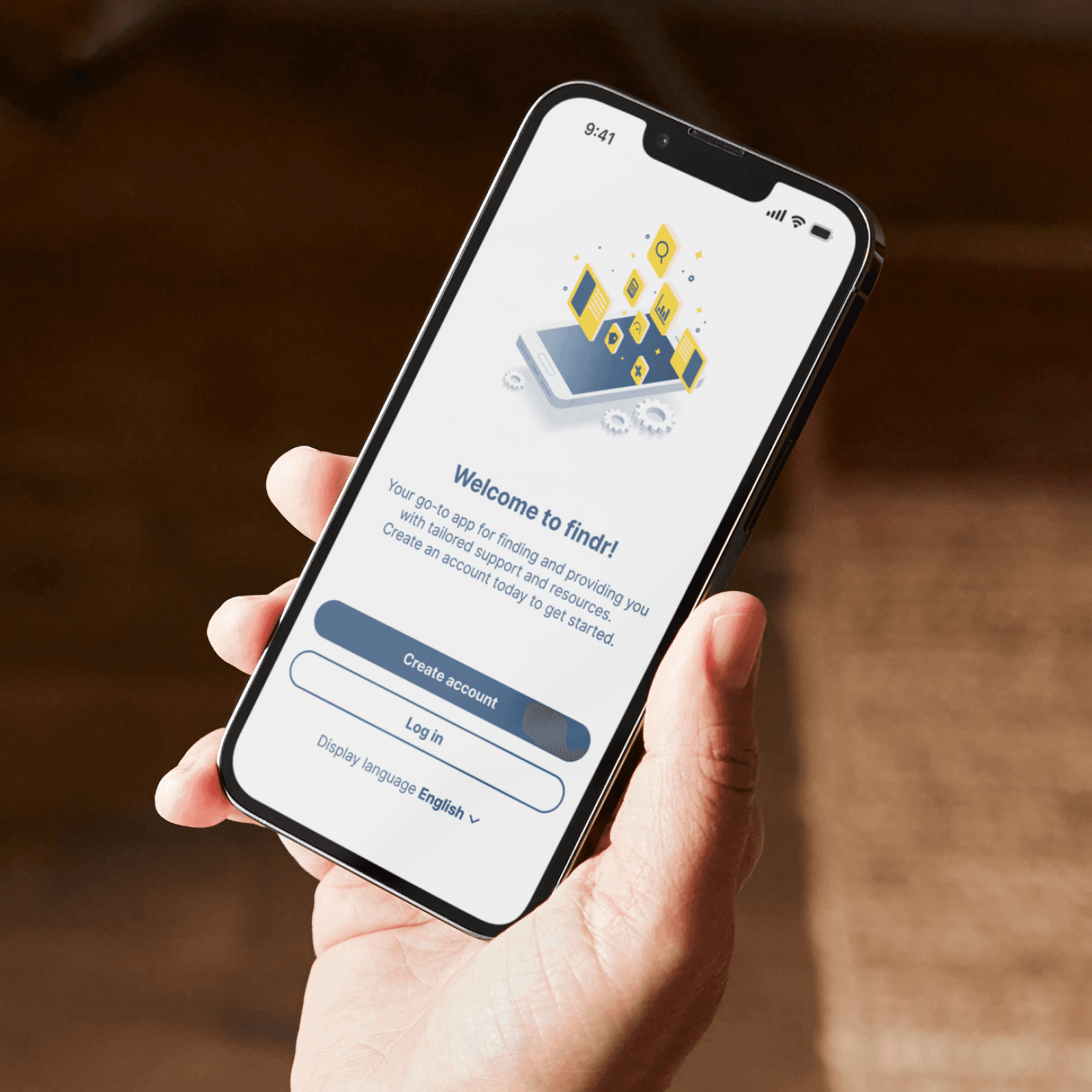 Findr app on phone