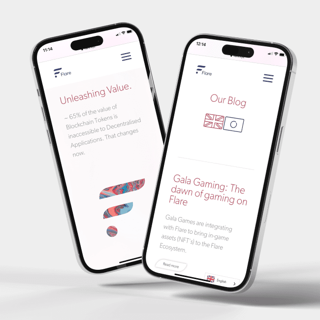 Flare Network mockup on phones