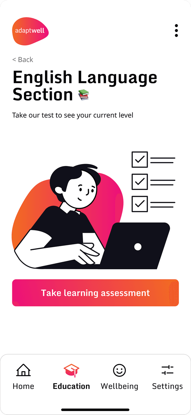 Adaptwell app screen 2
