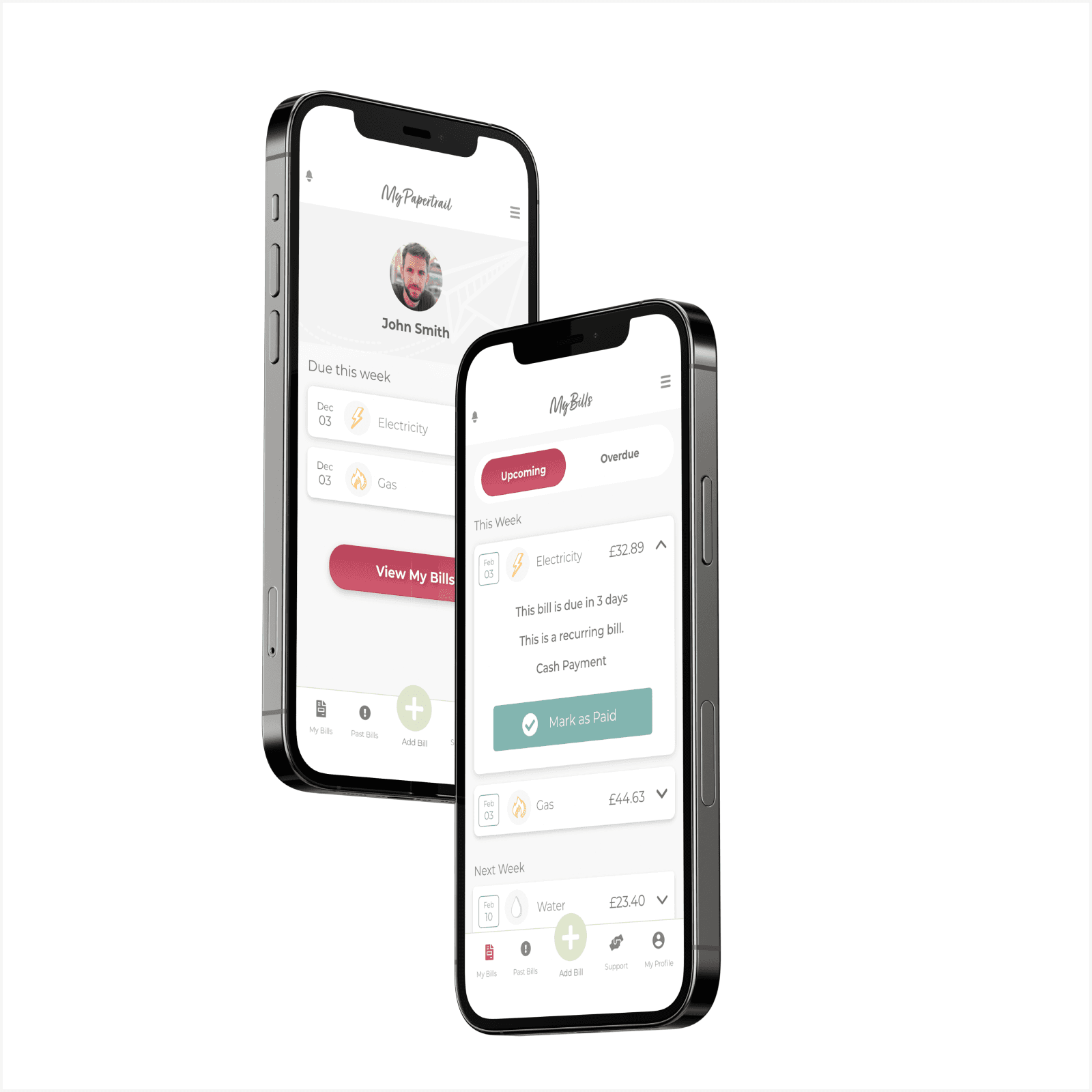 My Paper Trail mobile app on iPhone