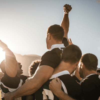 Rugby Players cheering