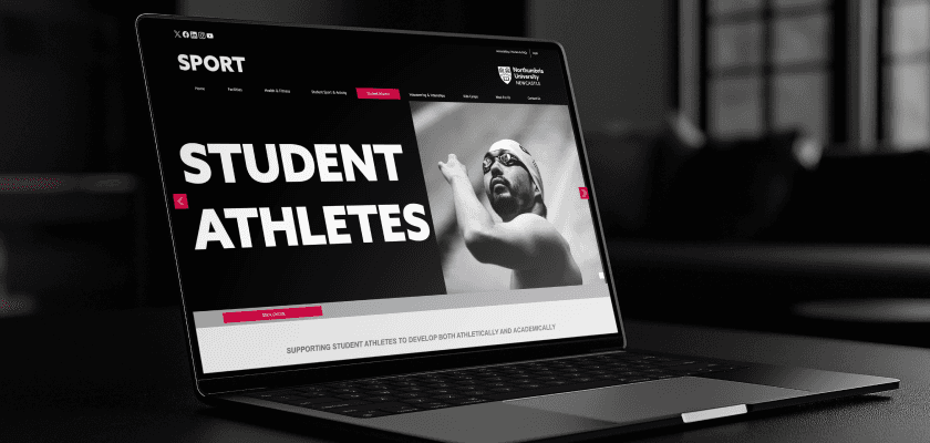 Northumbria sport website on macbook mockup