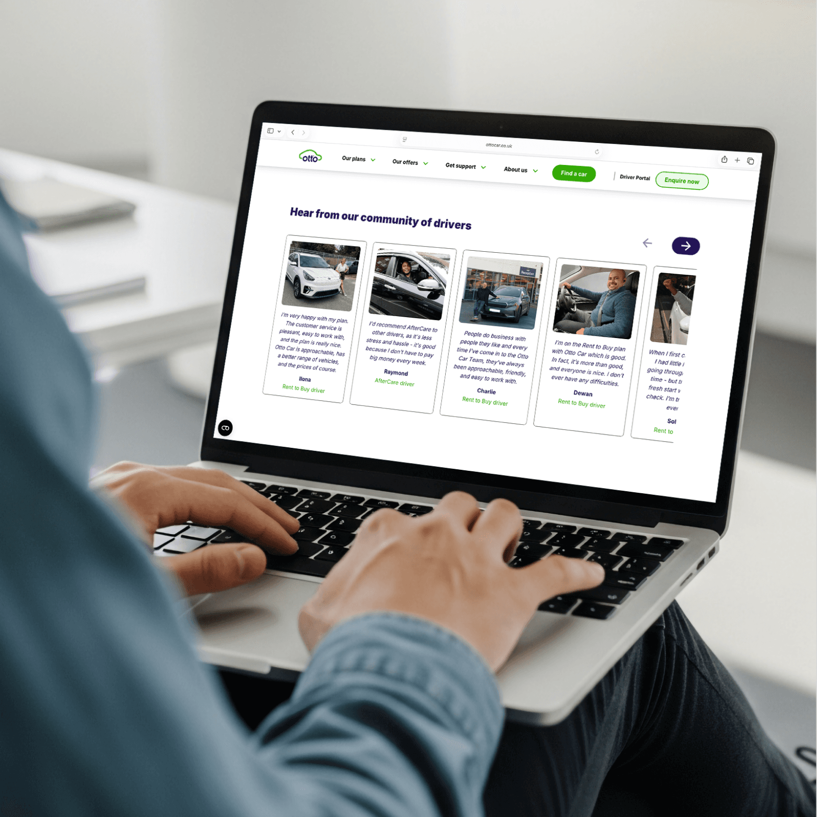 Otto Car Website on Laptop