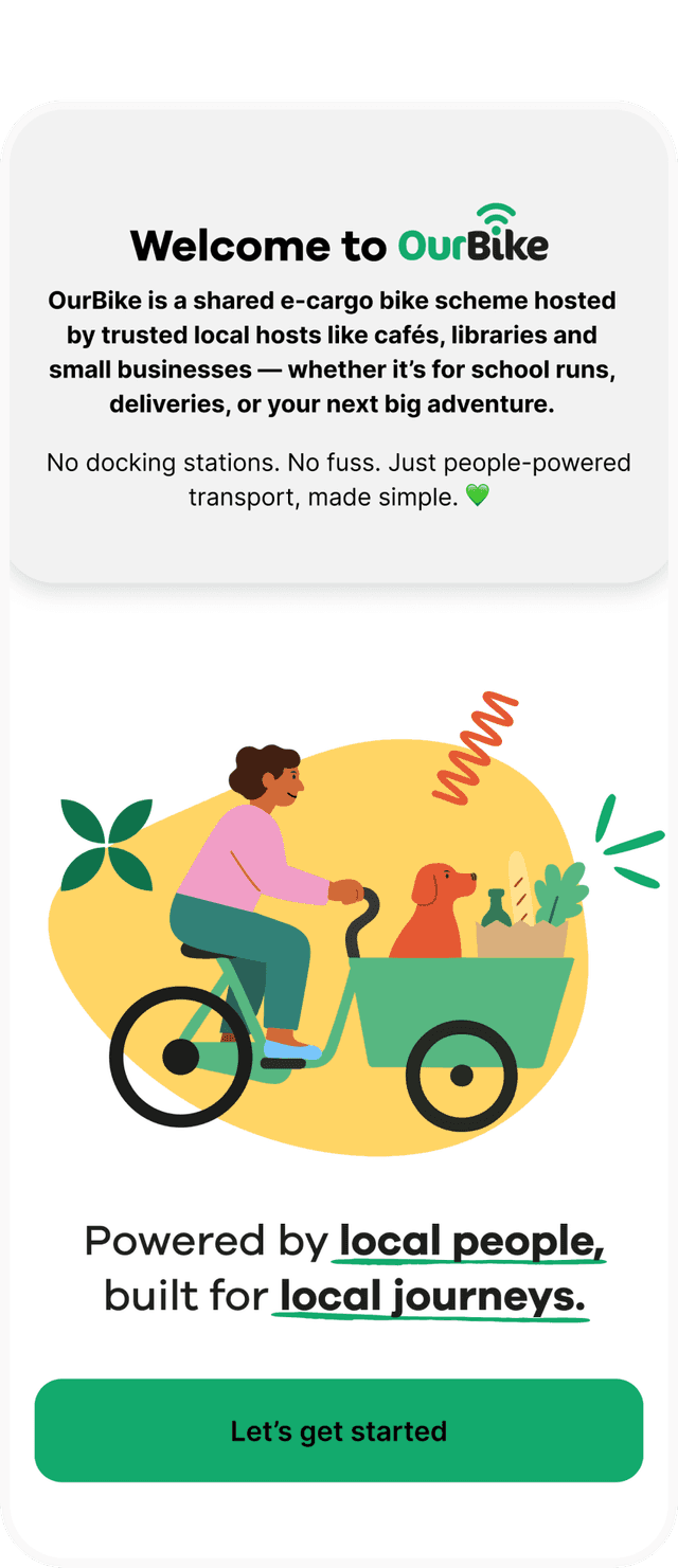 Our bike welcome screen