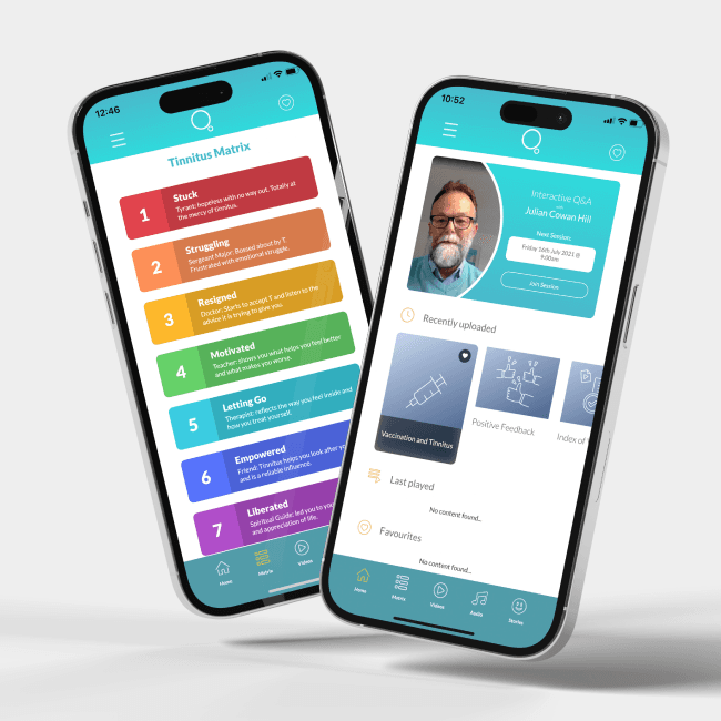 Quieten app mockup on iPhones
