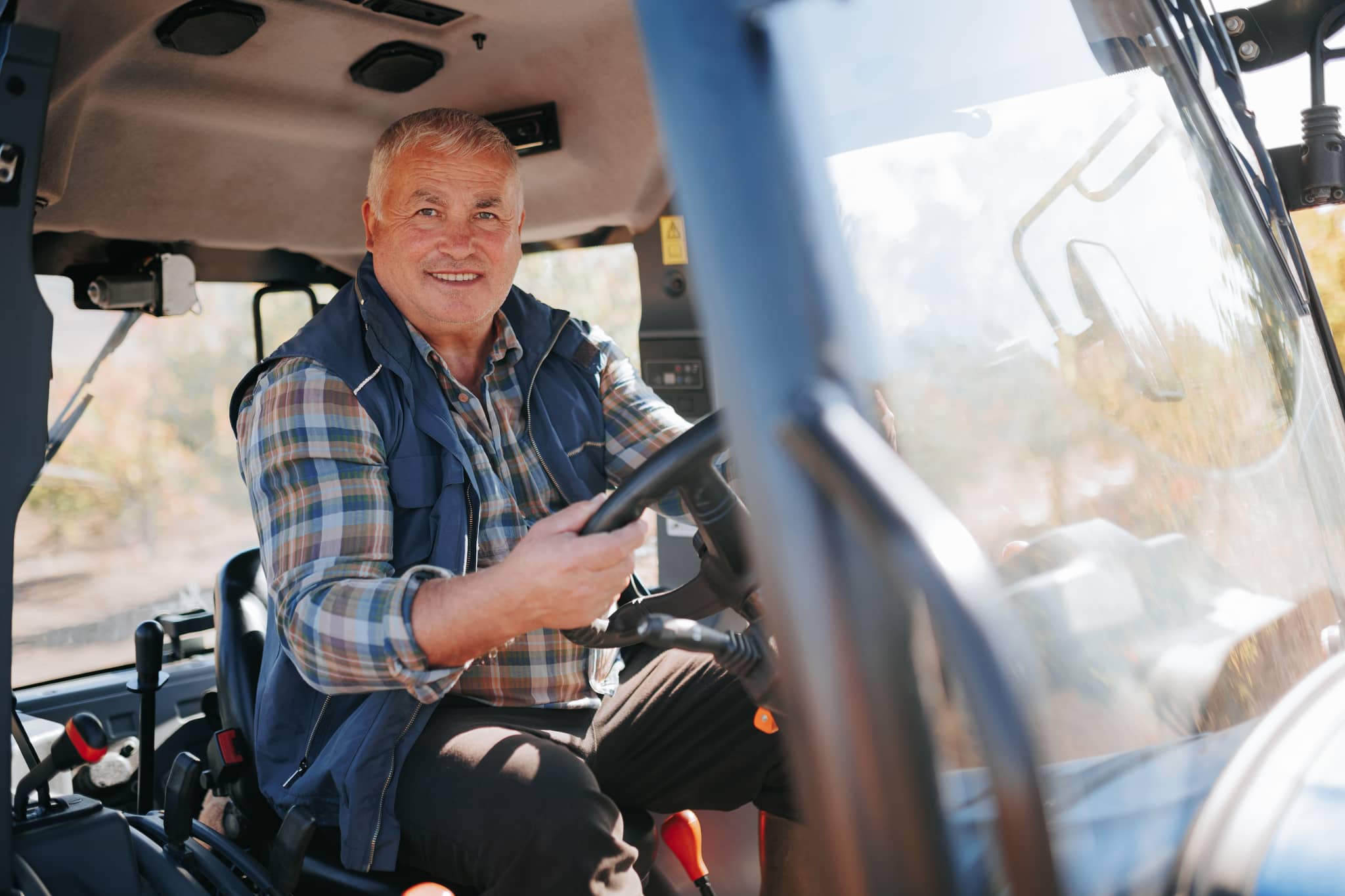 Man driving a tractor