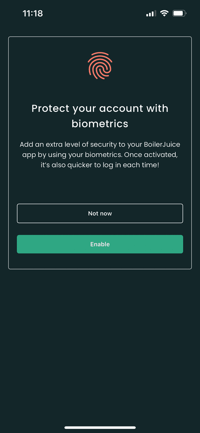 Boiler Juice App Biometrics 