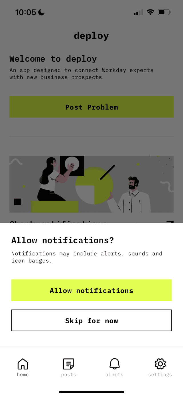 Deploy app allow notifications screen
