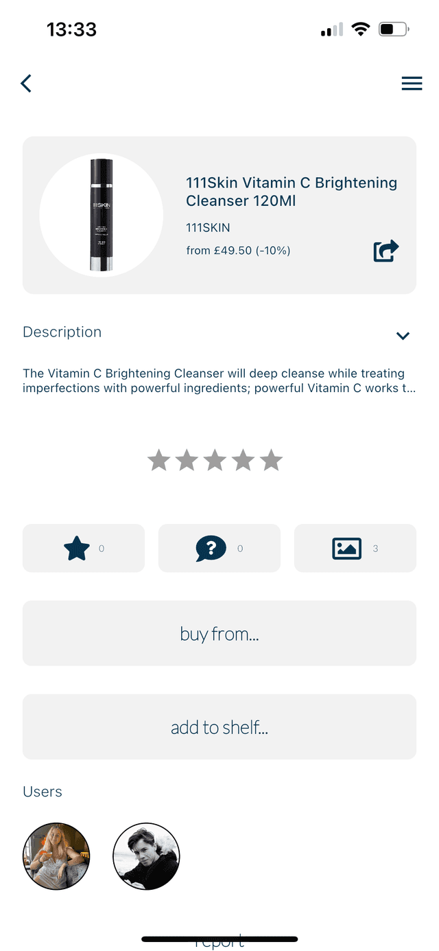 SKIN App product page