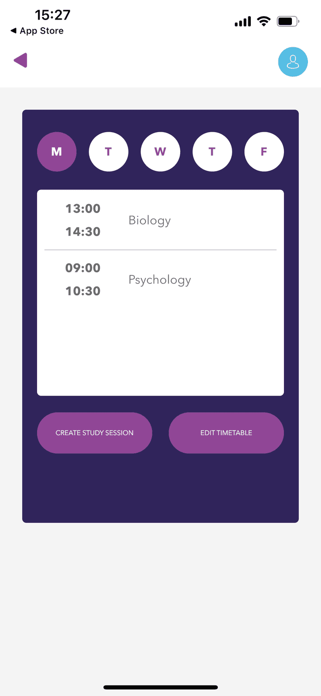 Study Buddy app schedule 