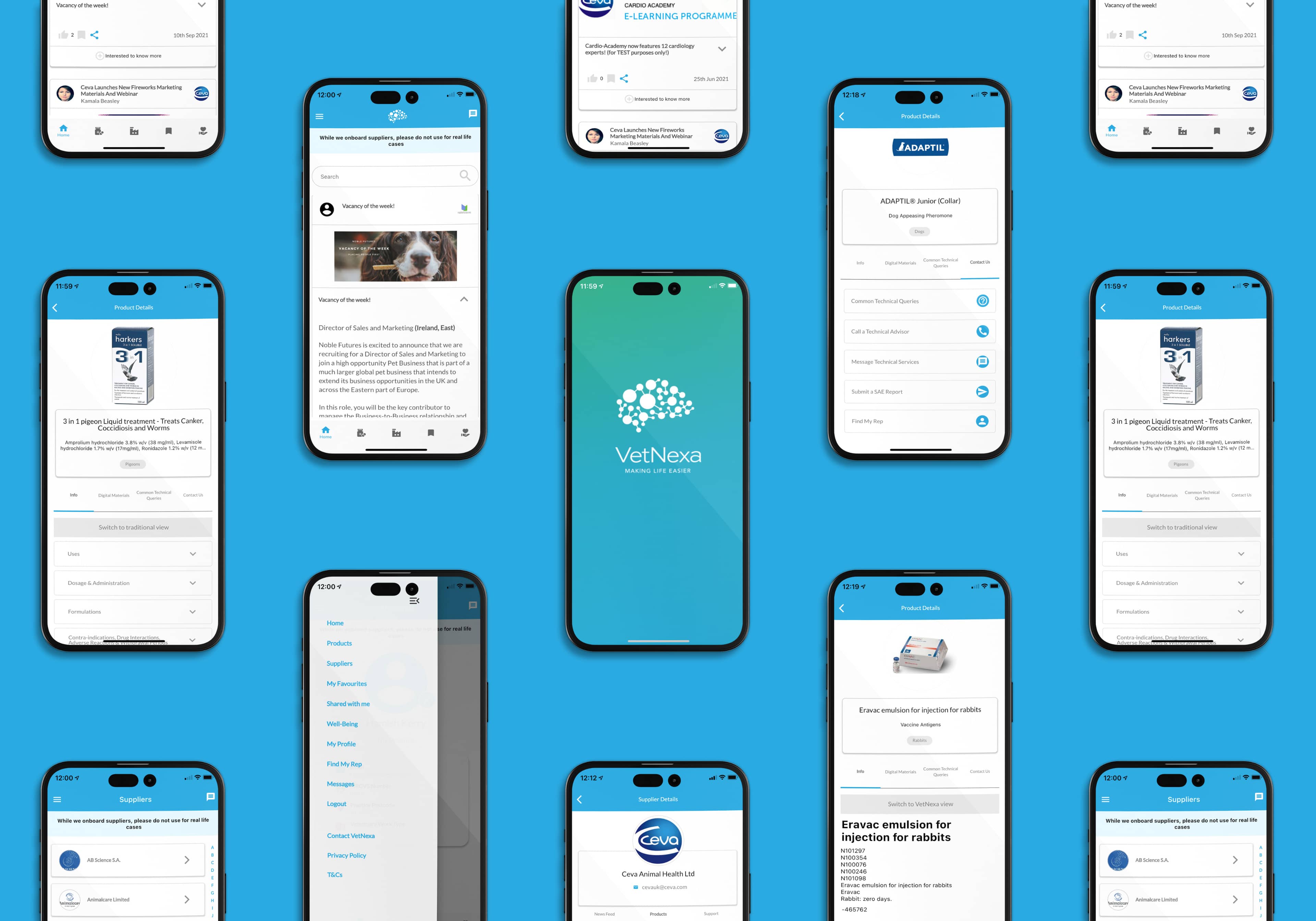 VetNexa app screens on iphones