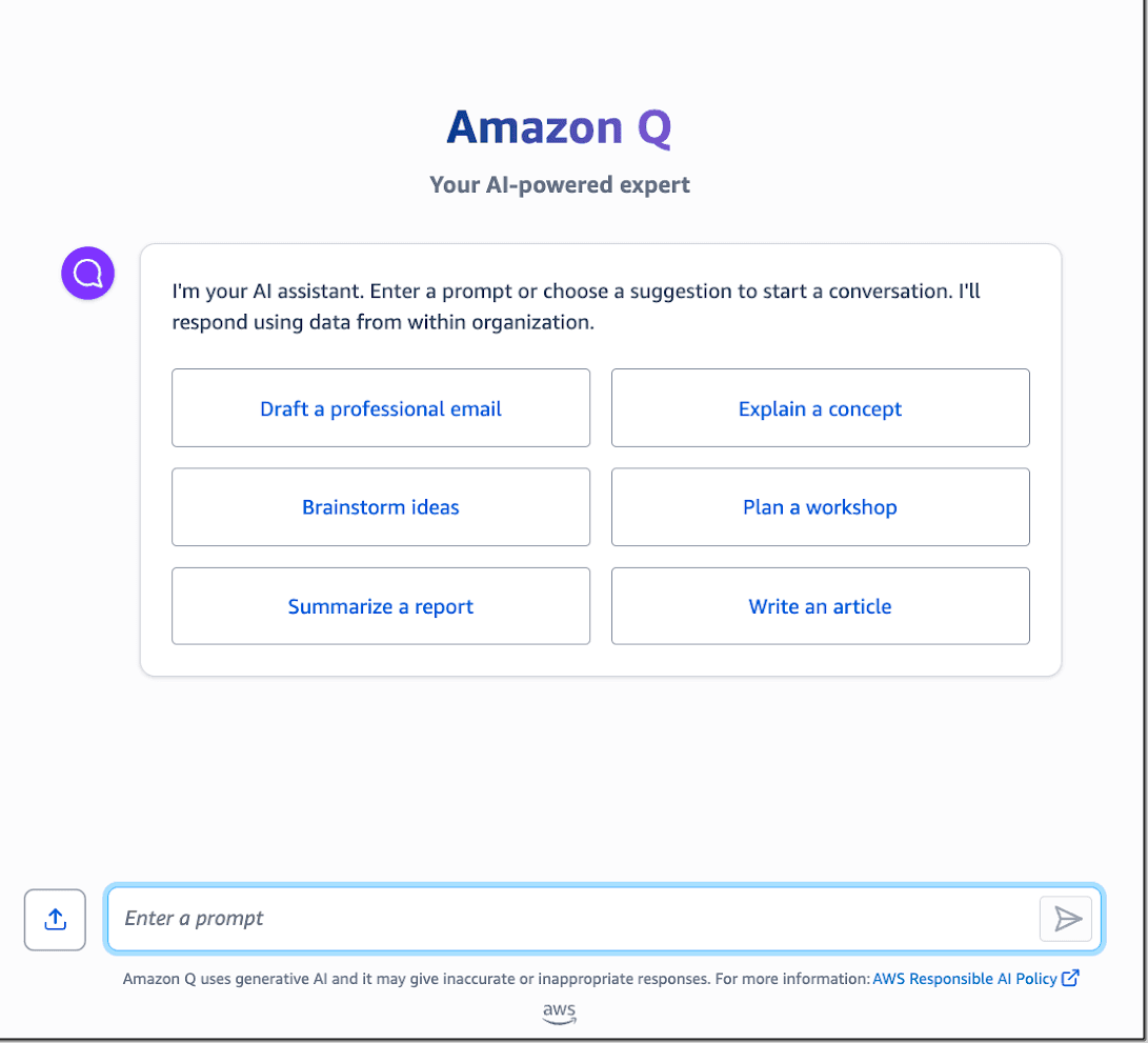 Amazon Q interface