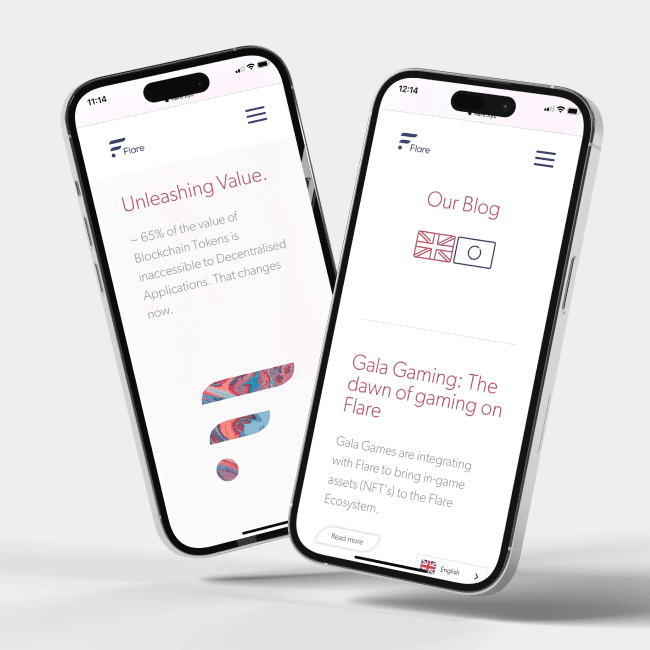 Flare Network mockup on phones