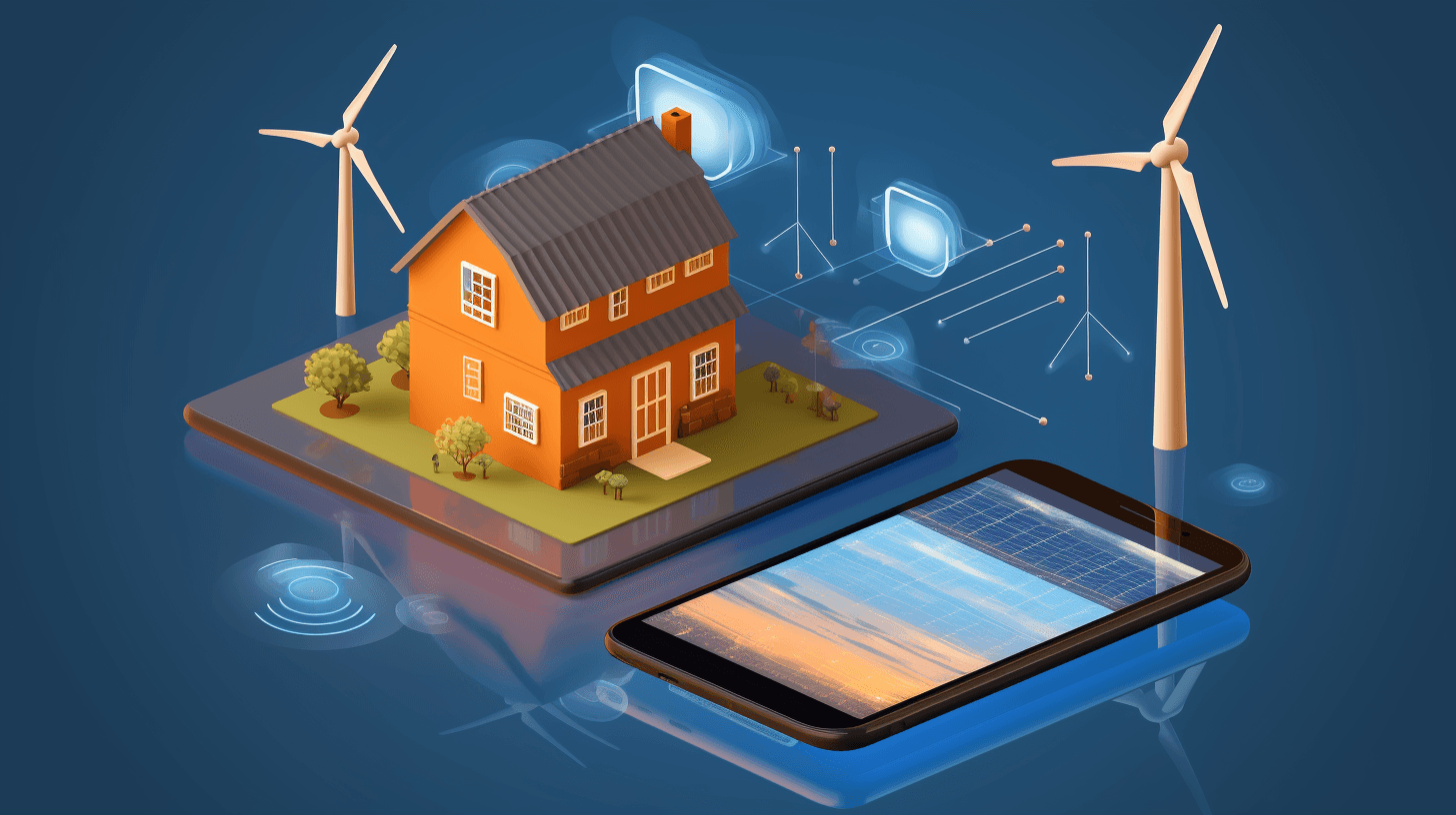 House connected to a phone cartoon