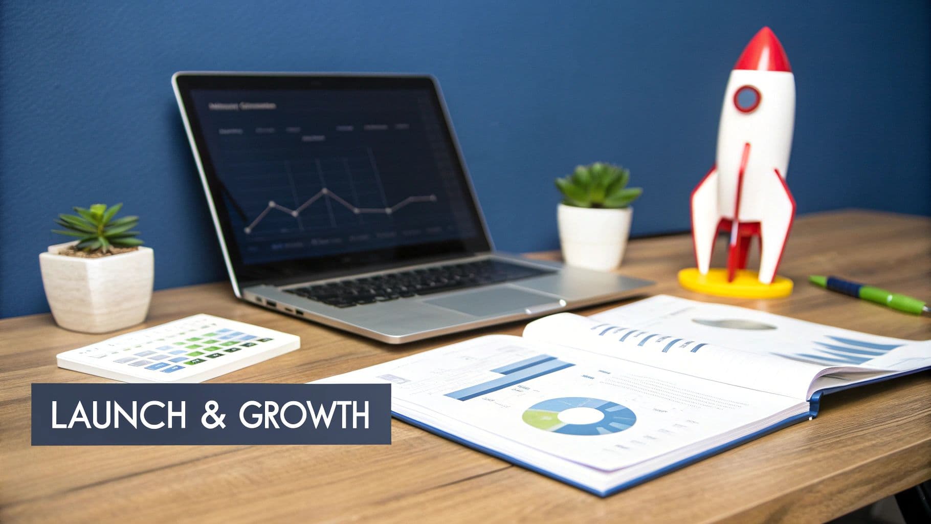 Growth diagram with a laptop
