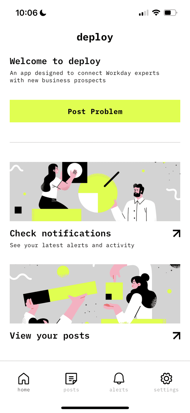 Deploy app screen