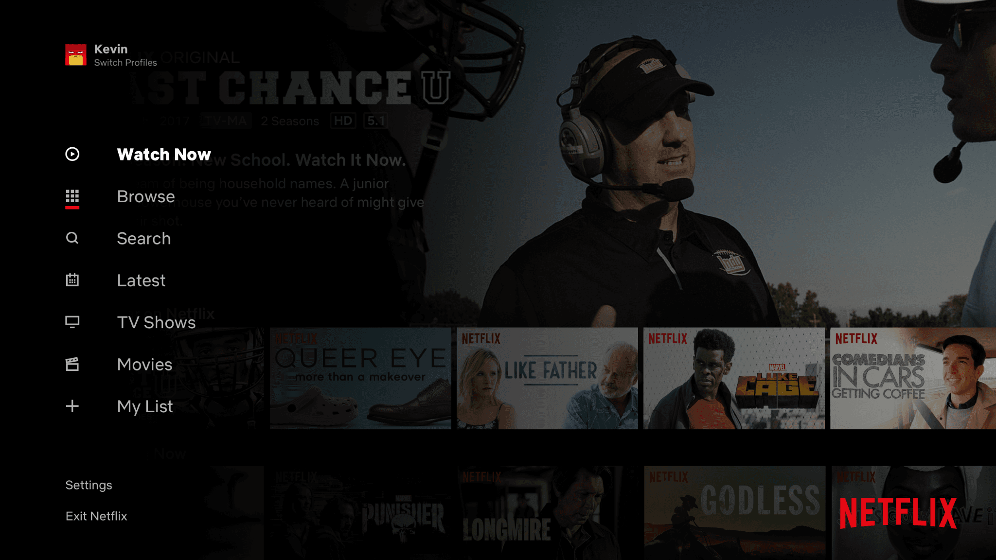 Netflix homepage