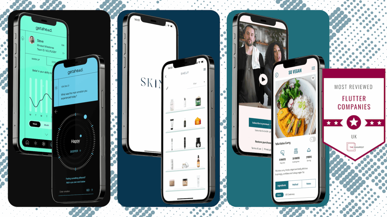 Getahead mindset so vegan and skin apps on mobile mockups